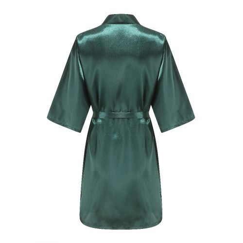 Elegant Kimono Satin Bathrobe for Bridesmaid - Stylish Comfort for Weddings - Dark green / XXL