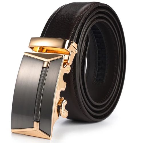 HALOCOWCOW Casual PU Belts with Automatic Buckle – Comfortable & Stylish - 105cm / Gold Brown