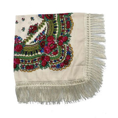 JJYANJIN Floral Print Fringed Scarf - Multifunctional Stylish Accessory - Beige