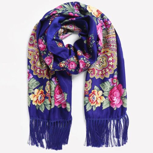 NAAMLOOS Floral Scarf - Multifunctional Fashion Accessory - 190x66 cm - Royal Blue