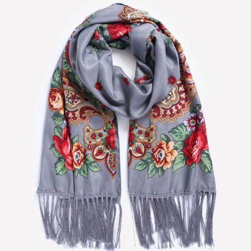 NAAMLOOS Floral Scarf - Multifunctional Fashion Accessory - 190x66 cm - GRAY