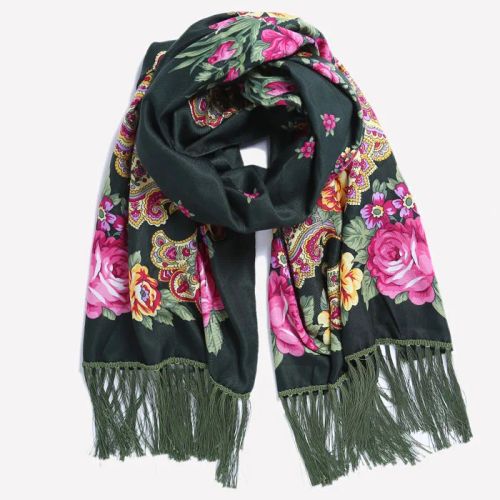 NAAMLOOS Floral Scarf - Multifunctional Fashion Accessory - 190x66 cm - green
