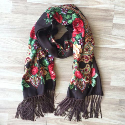 NAAMLOOS Floral Scarf - Multifunctional Fashion Accessory - 190x66 cm - Coffee