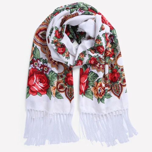 NAAMLOOS Floral Scarf - Multifunctional Fashion Accessory - 190x66 cm - WHITE