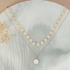 Rinhoo Daisy Floral Pendant Necklace - Stylish Party Accessory - NC23Y0293