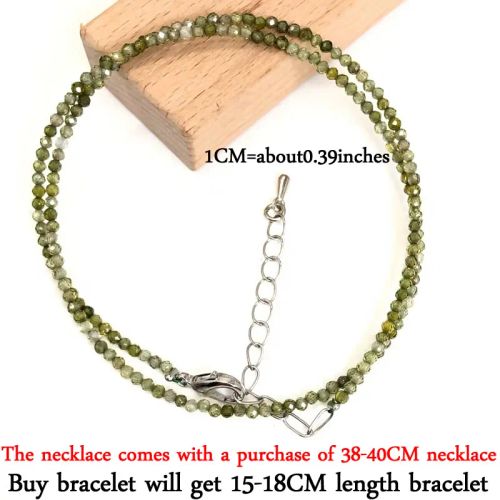 Beaded Necklace & Bracelet Set - Adjustable Length & Casual Style - 15-18CM Bracelet / Green Zircon