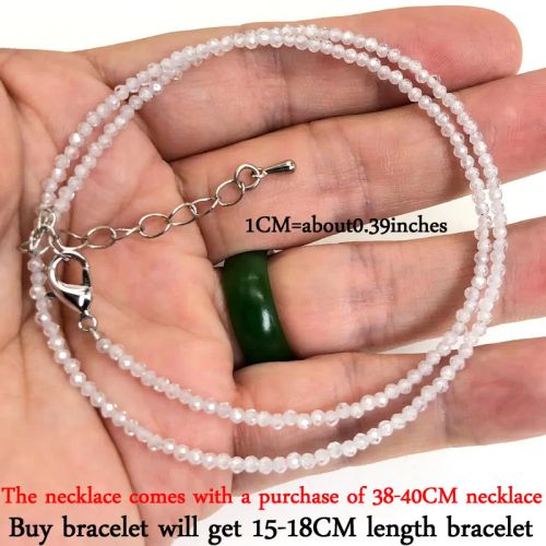 Beaded Necklace & Bracelet Set - Adjustable Length & Casual Style - 15-18CM Bracelet / White zircon