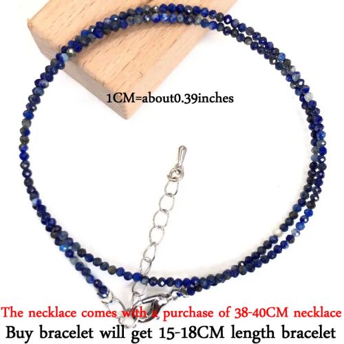 Beaded Necklace & Bracelet Set - Adjustable Length & Casual Style - 38-40CM necklace / lapis lazuli
