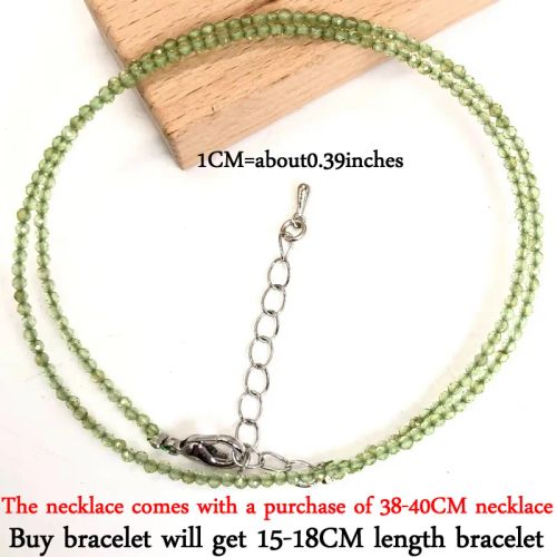 Beaded Necklace & Bracelet Set - Adjustable Length & Casual Style - 38-40CM necklace / olivine