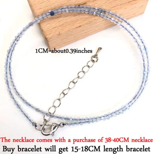 Beaded Necklace & Bracelet Set - Adjustable Length & Casual Style - 15-18CM Bracelet / aquamarine