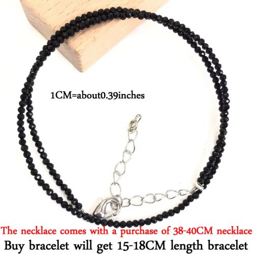 Beaded Necklace & Bracelet Set - Adjustable Length & Casual Style - 38-40CM necklace / Obsidian