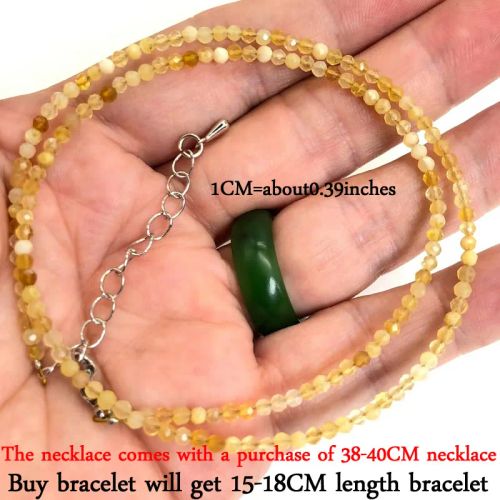 Beaded Necklace & Bracelet Set - Adjustable Length & Casual Style - 15-18CM Bracelet / Yellow Opal