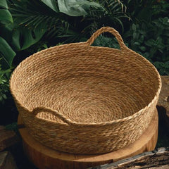 OUZEY Breathable Rattan Weaving Basket - Comfortable Pet Bed for Cats