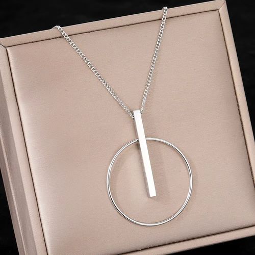 DGIDDK Stainless Steel Pendant Necklace - Durable Fashion Accessory - Silver Color