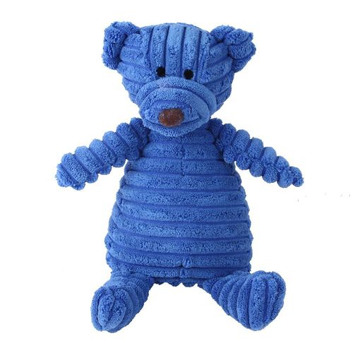 Pawstrip Plush Animal Squeaky Dog Toy - Durable Chew Comfort - Blue Bear