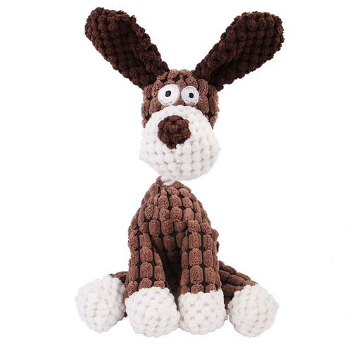 Pawstrip Plush Animal Squeaky Dog Toy - Durable Chew Comfort - Brown dog