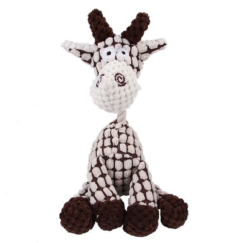 Pawstrip Plush Animal Squeaky Dog Toy - Durable Chew Comfort - Dairy cattle