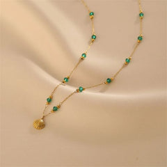 Kuziduocai Trendy Geometric Shell Necklace - Stylish Chain Accessory