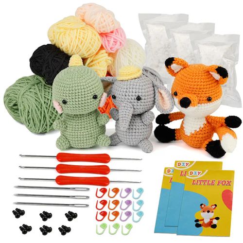 KRABALL DIY Crochet Animal Kit - Easy Plush Dolls for Beginners - type 1