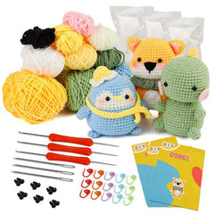 KRABALL DIY Crochet Animal Kit - Easy Plush Dolls for Beginners