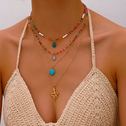 YWZIXLN Classic Geometric Chain Necklace - Fashionable Fitness Tracker - N0386-4