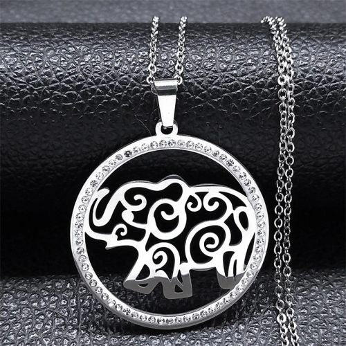 Pug Dog Stainless Steel Crystal Necklace Pendant Women Gold Color Chain Necklace Jewelry bijoux femme N133S01