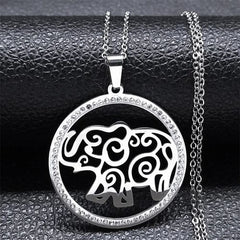 Pug Dog Stainless Steel Crystal Necklace Pendant Women Gold Color Chain Necklace Jewelry bijoux femme N133S01