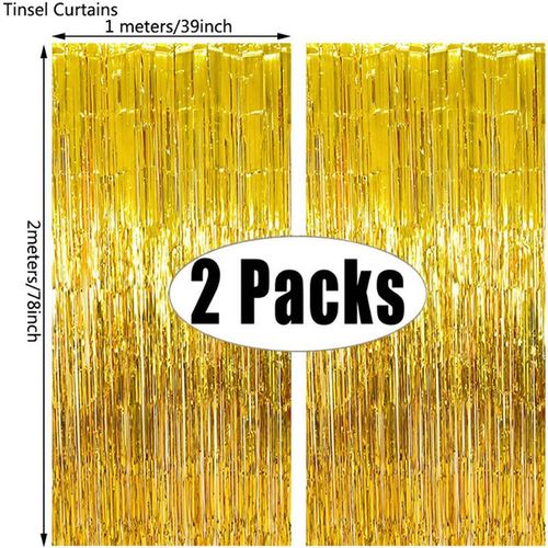 MicroPlush Black Gold Foil Curtain Backdrop - Elegant Party Decoration - Gold