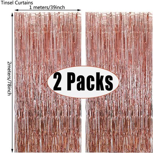 MicroPlush Black Gold Foil Curtain Backdrop - Elegant Party Decoration - Rose Gold