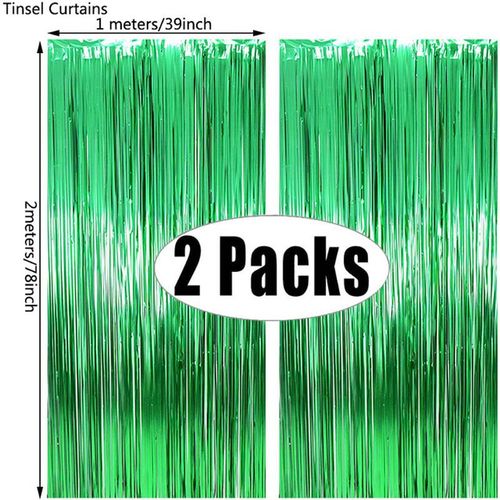 MicroPlush Black Gold Foil Curtain Backdrop - Elegant Party Decoration - Green