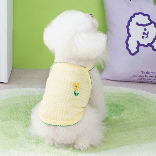 DOGGYZSTYLE Summer Puppy Cooling Vest - Soft Cotton Pet Clothes - Yellow / L