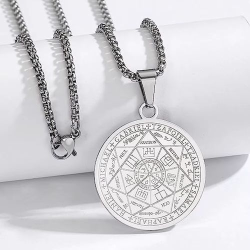 YILUOCD Archangels Sigil Talisman Necklace for Spiritual Protection - SILVER
