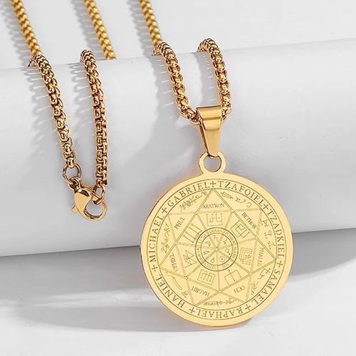 YILUOCD Archangels Sigil Talisman Necklace for Spiritual Protection - Gold