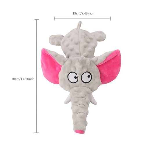 Durable Plush Elephant Dog Toy - Squeaky Fun for Playtime - Grey