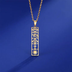 EUEAVAN Stainless Steel Hieroglyphs Necklace for Spiritual Connection