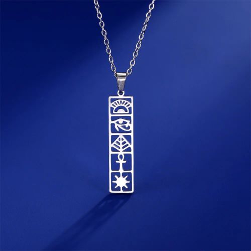 EUEAVAN Stainless Steel Hieroglyphs Necklace for Spiritual Connection - style1-Silver Color