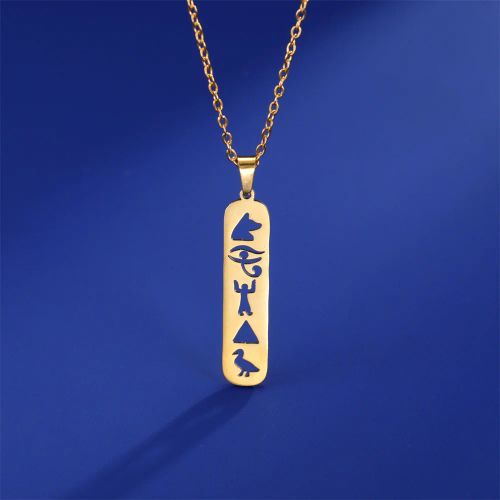 EUEAVAN Stainless Steel Hieroglyphs Necklace for Spiritual Connection - style2-Gold Color
