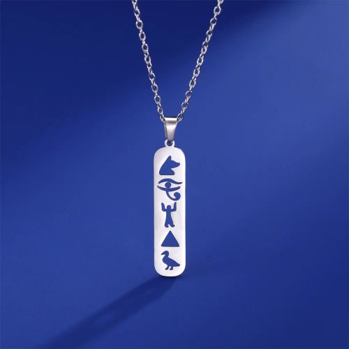 EUEAVAN Stainless Steel Hieroglyphs Necklace for Spiritual Connection - style2-Silver Color