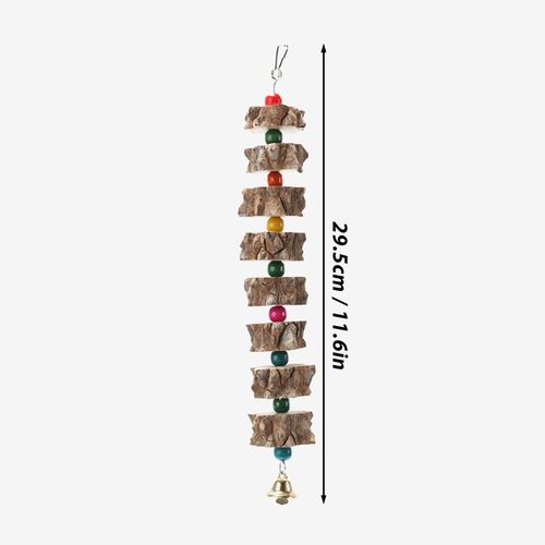 Natural Wooden Bird Toy - Safe Play & Enrichment for Pet Birds - 29.5cm