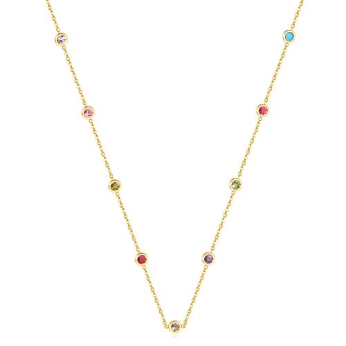LUXUSTEEL Colourful Crystal Pendant Necklace - Fashionable Accessory - gold colorful
