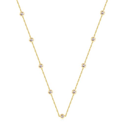 LUXUSTEEL Colourful Crystal Pendant Necklace - Fashionable Accessory - gold white