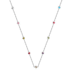 LUXUSTEEL Colourful Crystal Pendant Necklace - Fashionable Accessory