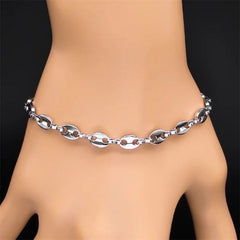 AFAWA Stainless Steel Coffee Beans Link Chain Necklace - Trendy Long Necklace