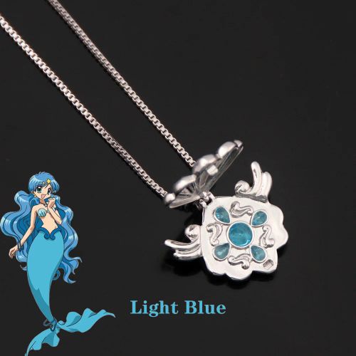 DUODUOBAO Mermaid Melody Shell Pendant Choker Cosplay Necklace - light blue