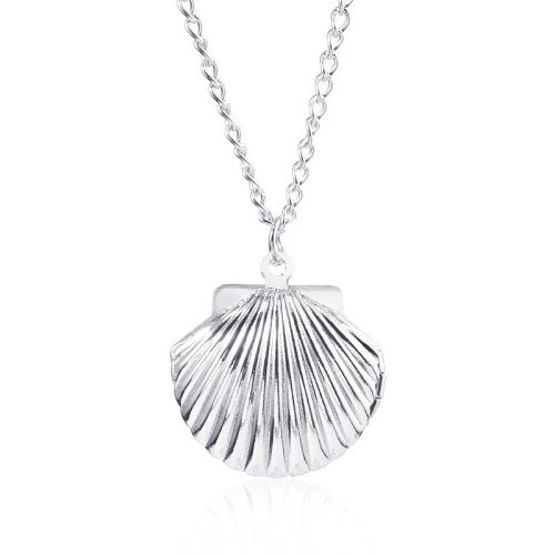 DUODUOBAO Mermaid Melody Shell Pendant Choker Cosplay Necklace - silver