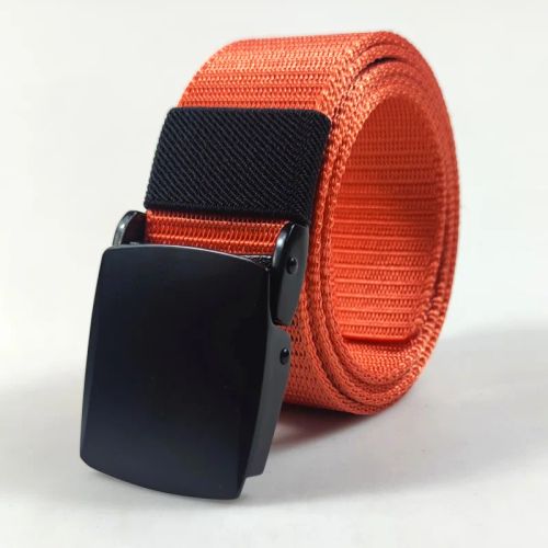 New Unisex Nylon Canvas Breathable Military Tactical Men Waist Belt with Plastic and Metal Black Buckle Orange Belts