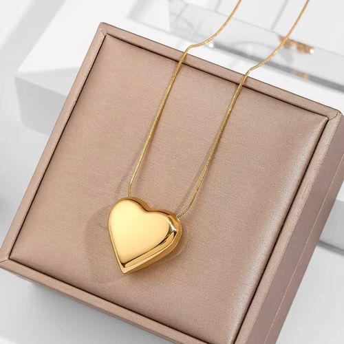 Ramos Exaggerated Heart Pendant Necklace - Trendy Fashion Jewellery - Gold