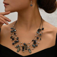 Colourful Crystal Necklace & Earring Set - Trendy Choker Jewelry