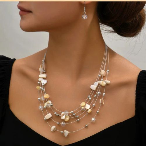 Colourful Crystal Necklace & Earring Set - Trendy Choker Jewelry