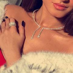 Stonefans Heart Collar Choker Necklace - Trendy Rhinestone Accessory
